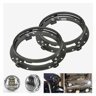 Paar schwarze 7 Zoll LED Scheinwerfer Halterung runder Ring für Jeep