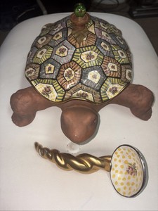 Mackenzie Childs Turtle Tureen Hand-Painted Terracotta Design w/ Ladle
