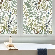 Window Privacy Film Woodland Leaves Stained Glass Window Film Decals Door