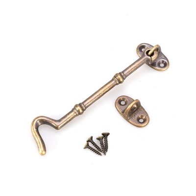 Vintage Cabin Hook Solid Polished Brass With Screws 12CM Window Hardware