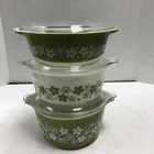 VTG PYREX CRAZY DAISY SPRING BLOSSOM SET: 471,472, 473+LIDS