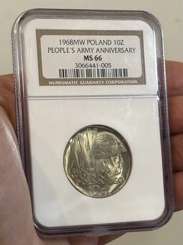 1968MW POLAND PEOPLE'S ARMY ANNIVERSARY 10 Zotych NGC MS66