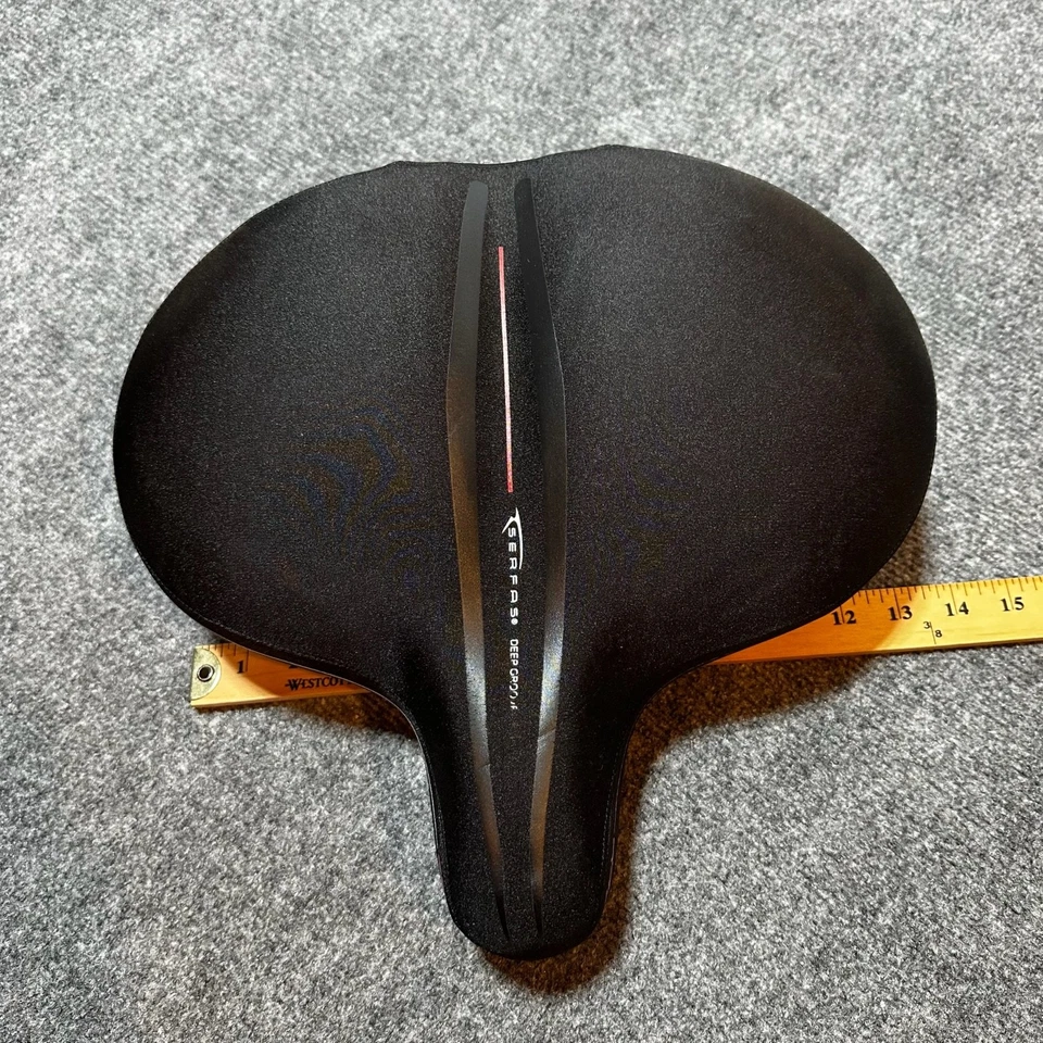 Sillín de asiento ejercitador de gel Serfas negro ranura profunda bicicleta Foto 4 de 4