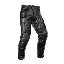 REAL MEN'S LEATHER BIKERS PANTS WITH CARGO POCKETS STRETCHED PANELS BIKERS PANTS