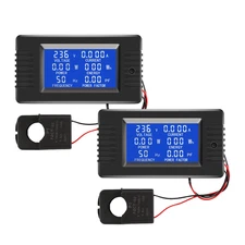 2 Pieces AC Current Voltage Amperage Power Energy Panel Meter LCD Digital Displa