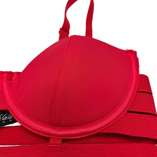 Oh La La Cherie Lingerie Size Small Red Strappy Caged Bra - Picture 3 of 11