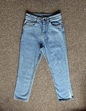 Nasty Gal Womens Blue Tapered High Waist Split Hem Organic Cotton Jeans. Size 8