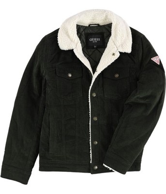 GUESS Mens Sherpa Trim Bomber Jacket