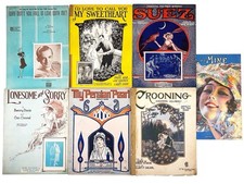 Lot 7 Antique Sheet Music 1910s  30s Art Deco Love Songs Ballads Romance