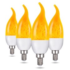 Venforze E12 Flame Bulbs 4 Pack, 3 Mode LED Candelabra Flame Light Bulb 2W, 3...