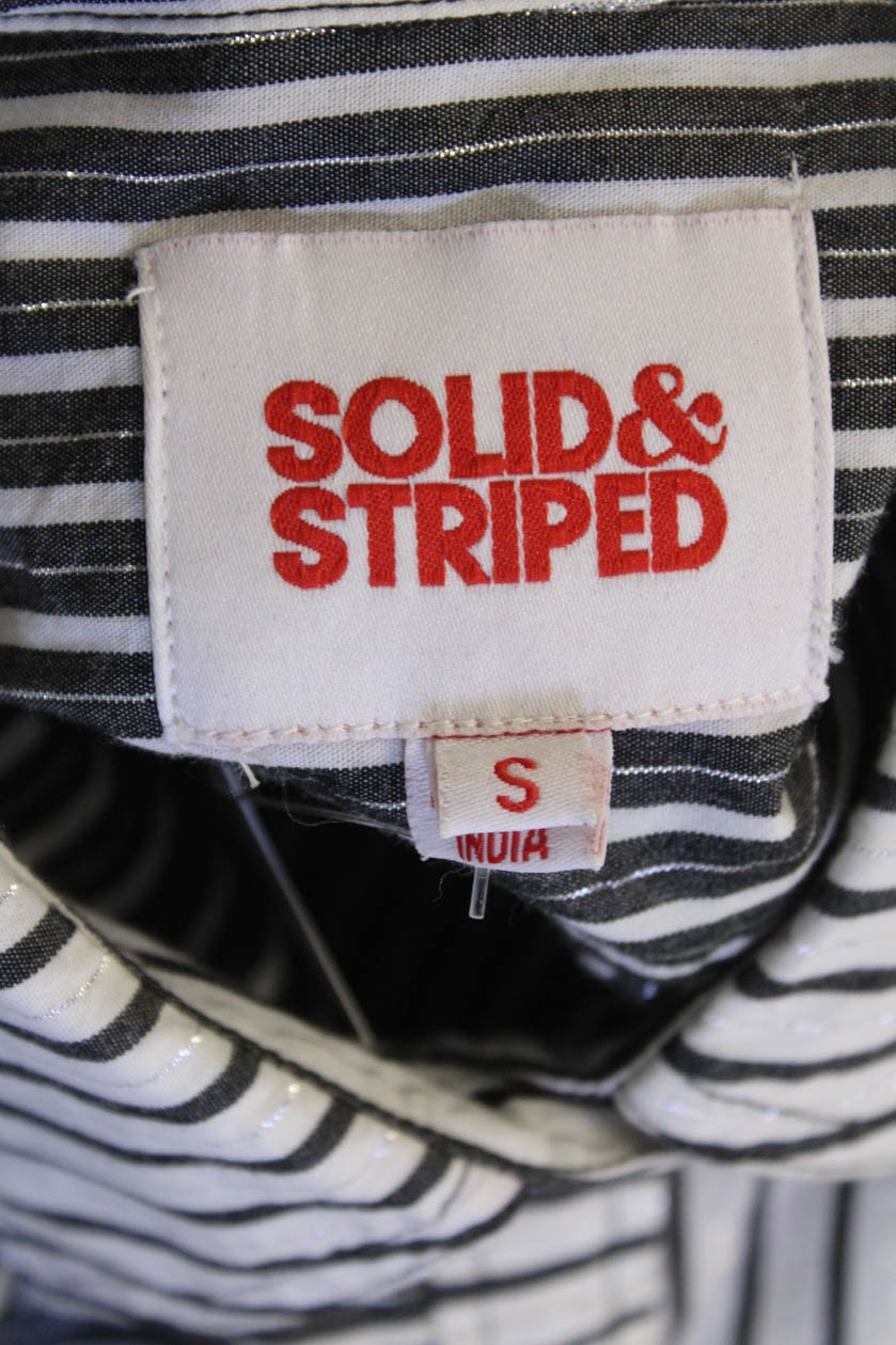 Solid & Striped Womens Button Front Collared Stri… - image 4