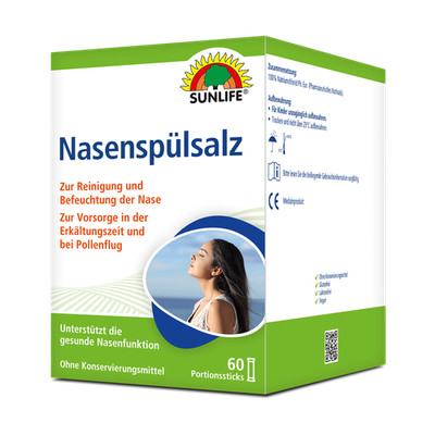 SUNLIFE  Nasenspülsalz 60 Stk zur Nasenreinigung bei Schnupfen Erkältung/Pollen