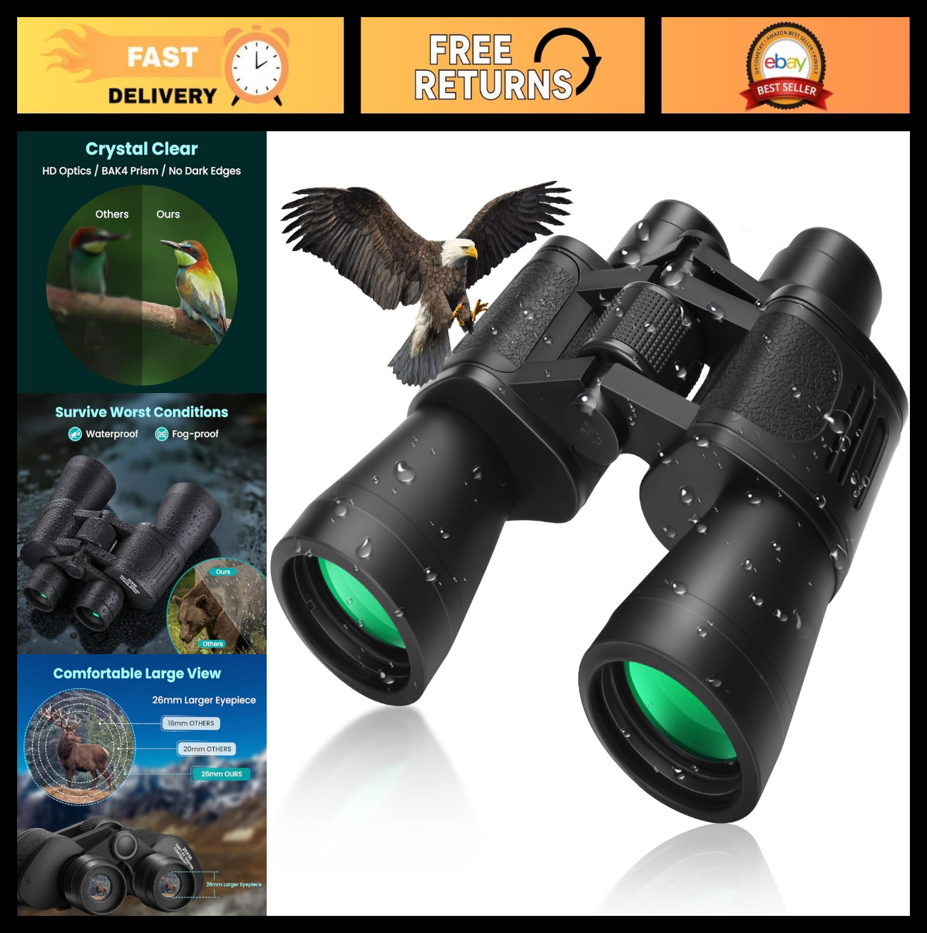 Бинокли и монокуляры High-Powered 20x50 Waterproof
