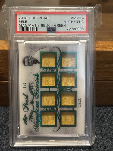 2018 LEAF Magnificent Materials PELE /2 Game Used Patches PSA Authentic
