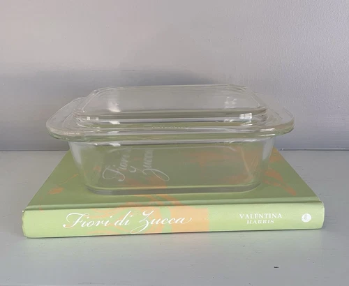 Vintage Corning Pyrex Clear Glass Refrigerator Dish 603-B & 603-C Lid 1.2 L