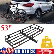 53" 500 LBS Cargo Carrier Hitch Mount Cargo Basket Luggage Rack for 2" Receiver