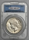 1922 S $1 Peace Dollar Graded MS by GEC