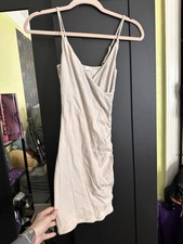 Garage Bodycon Mini Bodycon Dress Beige V-Neck Size s