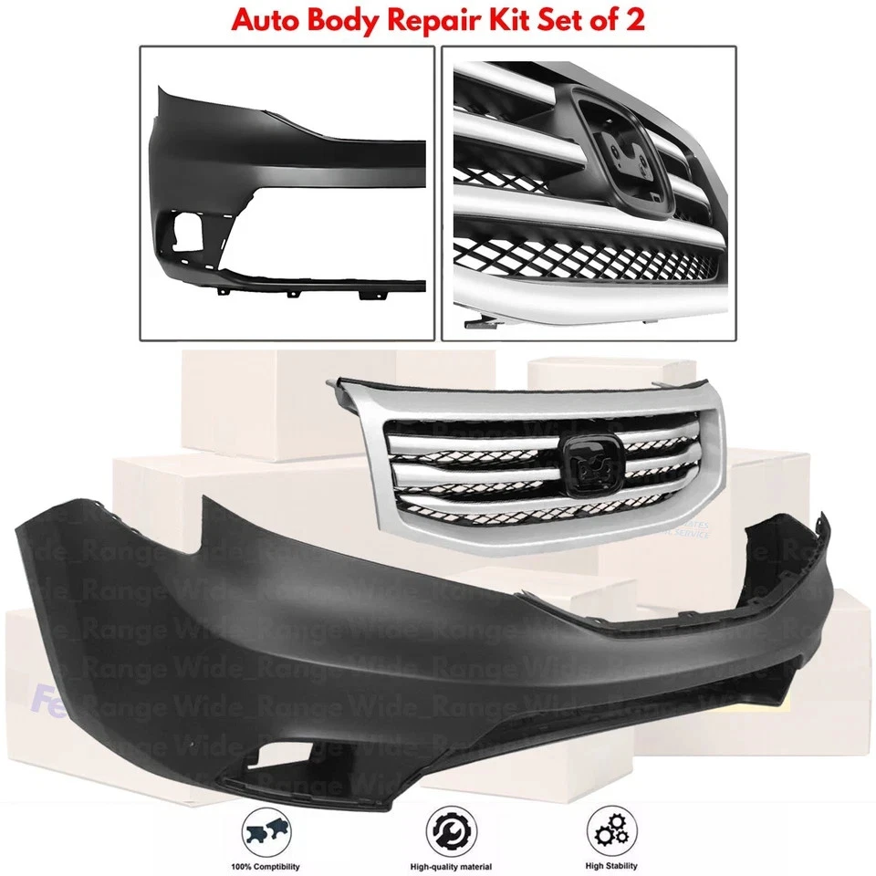 Cubierta de parachoques delantero fascia pintable y conjunto de rejilla para Honda Pilot 2012-2015 Foto 2 de 4