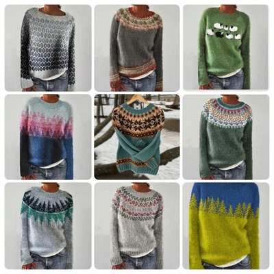 Women Weird Fish Lowell Patterned Winter Color Block Pullover Fair Isle Jumper**