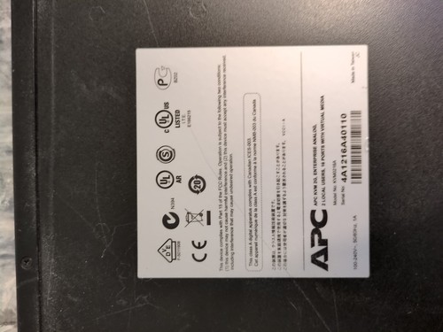 APC KVM0216A KVM USB 2G Enterprise Analog 2 Local Users 16 Ports Tested - Afbeelding 3 van 3