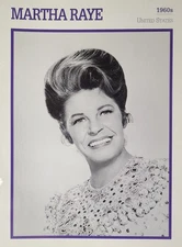 Martha Raye Picture Hollywood Film Star Info Card Vtg Wall Art Tv Movie Decor  