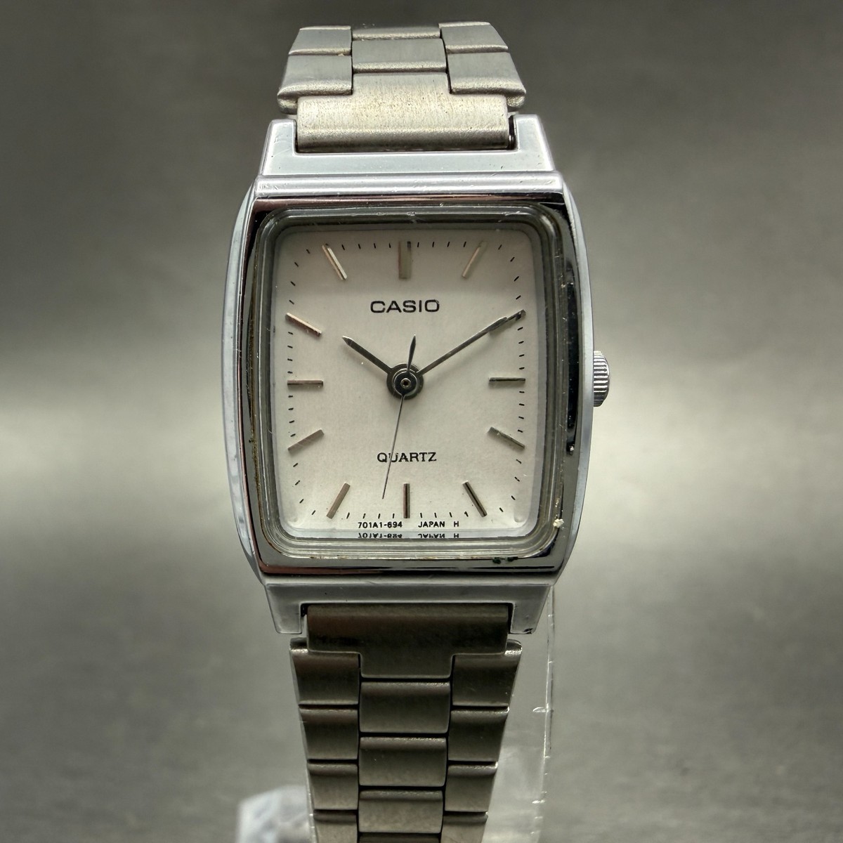 Casio Tank Watch Women 19mm Silver Dial Silver Tone Rectangle LQ 
