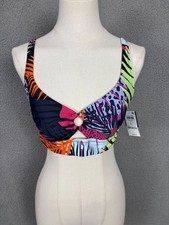 Bar Iii Women's Palm Prowl O-Ring Bikini Top, Multicolor Size Large New With Tag