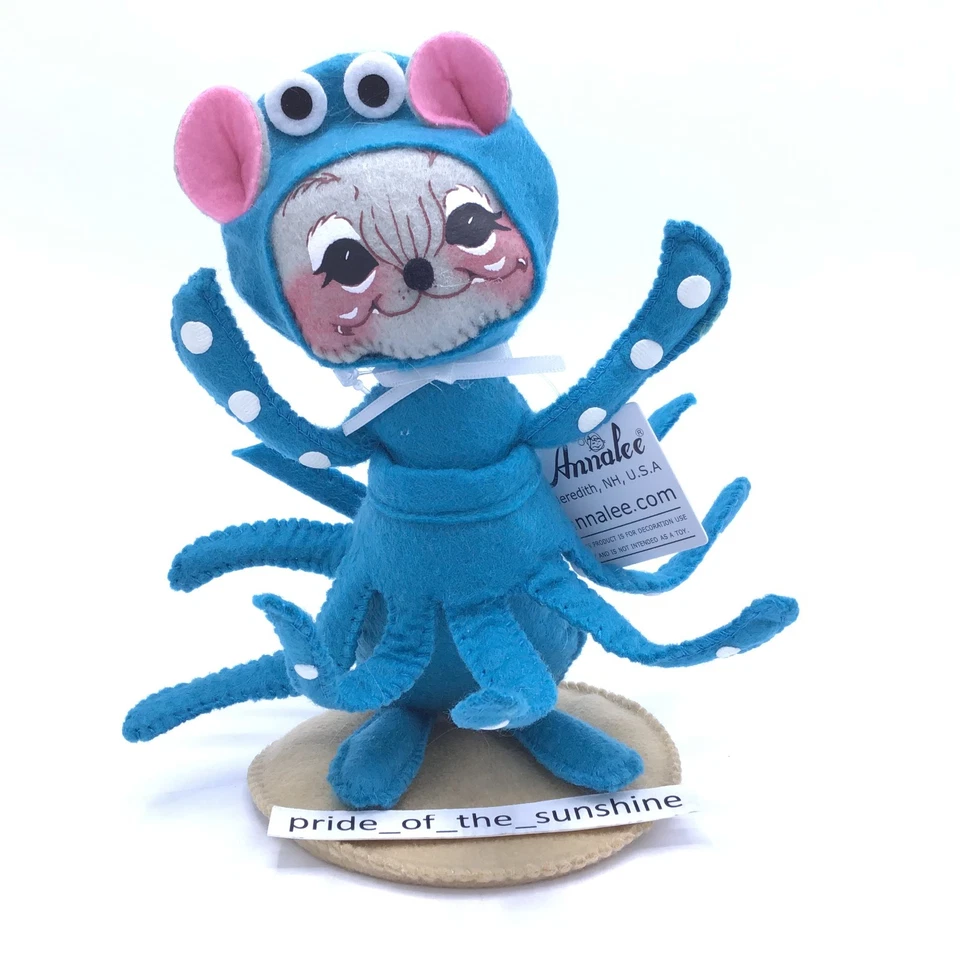 Muñeca Annalee 2022 Wannabe an Octopus Mouse 4" ratones de playa azules con etiqueta + bolsa NUEVA DIFÍCIL DE ENCONTRAR Foto 4 de 4