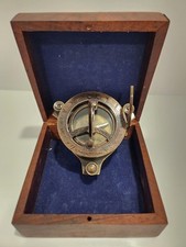 Vintage Solid Brass West London Sundial Compass In Box