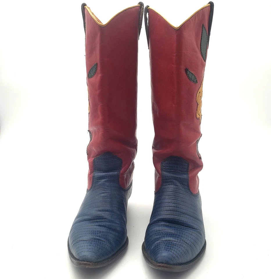 Nine West Womens Vintage Cowboy Boots Yellow Rose of Texas Leather 90s Y2K - Image 2 of 4