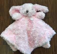Blankets and Beyond Pink Bunny Baby Security Blanket Nunu Lovey Grey Nose Swirl