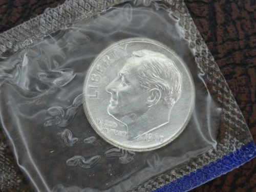 1961 Roosevelt Dime US Mint Original Cello 90% Silver BU Uncirculated Coin