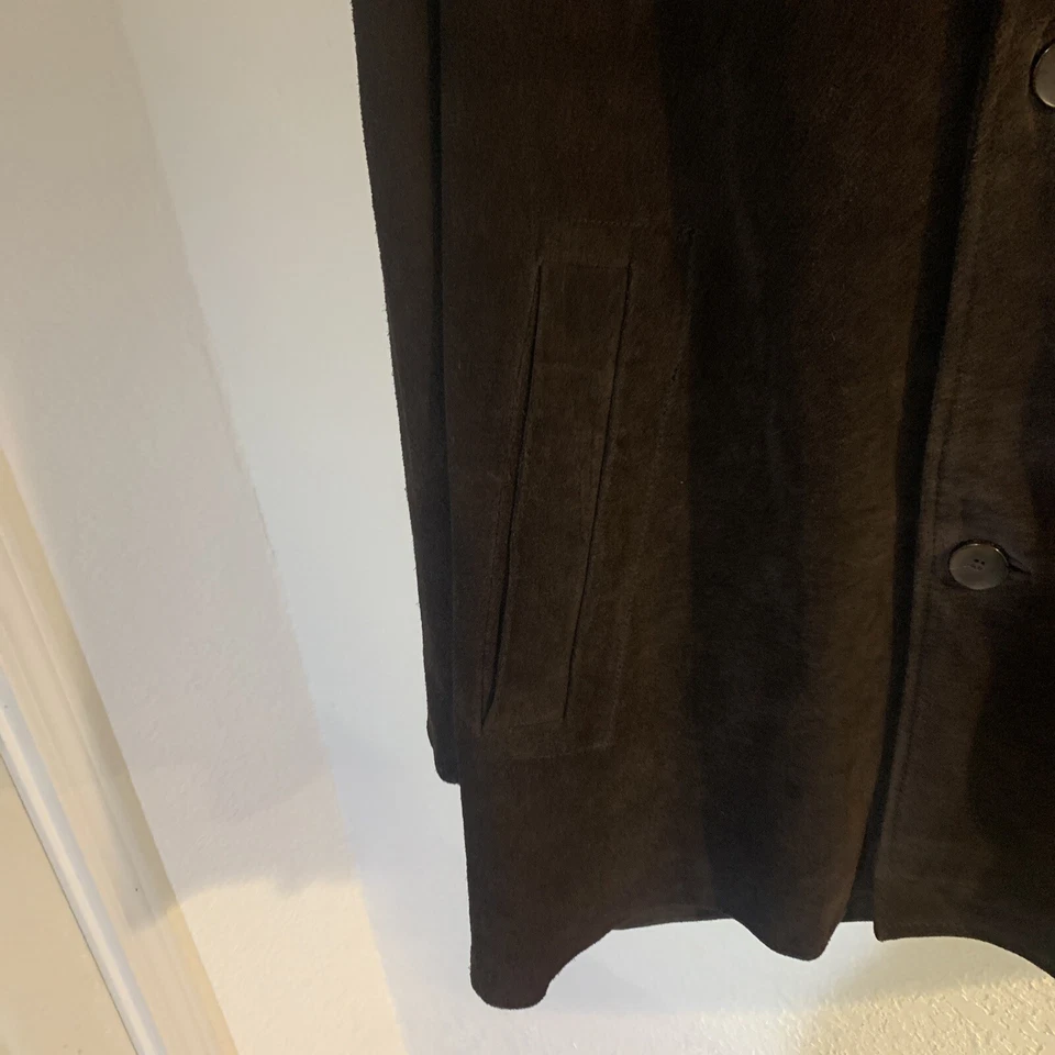 Chaqueta de Cuero Cole Haan Hombre Talla L Gamuza Marrón Cuero Abrigo Chaqueta Foto 4 de 4