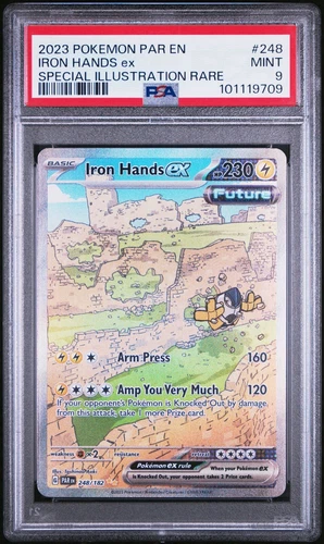 Pokemon TCG Iron Hands EX 248/182 Paradox Rift Special Illustration Rare PSA 9