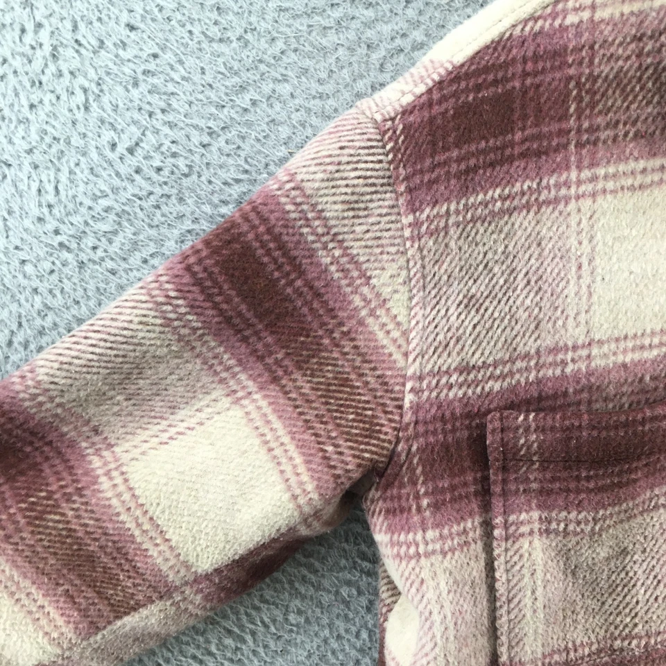 American Eagle Teddy Jacket Womens S Pink Plaid Button Up Multi-Pockets Collared - Image 4 of 4