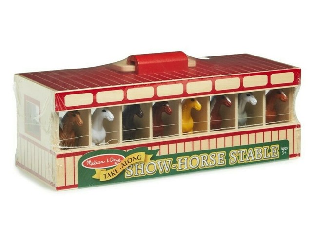 New Melissa & Doug Take Along Show-Horse Stable Play Set Wooden Stable 8 Horses for sale online