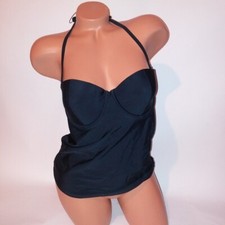 Old Navy Tankini Swim Top Medium Black Solid Underwire Light Push Up