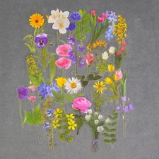 Realistic Wildflower Floral Stickers - Bright Wildflower Set of 10 Stickers