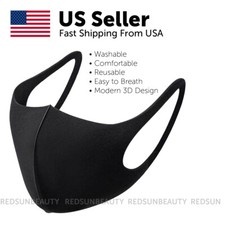Washable Reusable Fashion Face Black Mask Unisex Mouth Cover 3D Black Mask