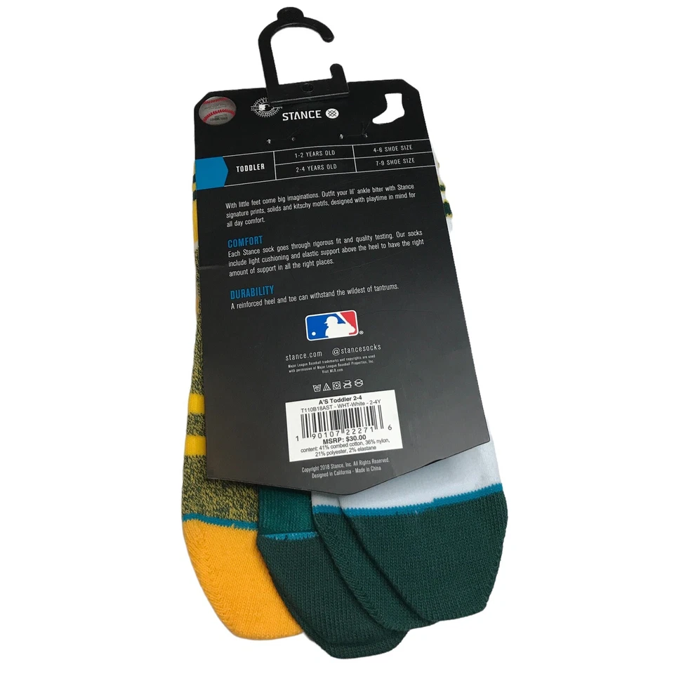 Stance Oakland Juego de calcetines A'S NIÑOS PEQUEÑOS NIÑOS/NIÑAS PAQUETE DE 3 2-4 AÑOS TALLA 7-9 Foto 3 de 4