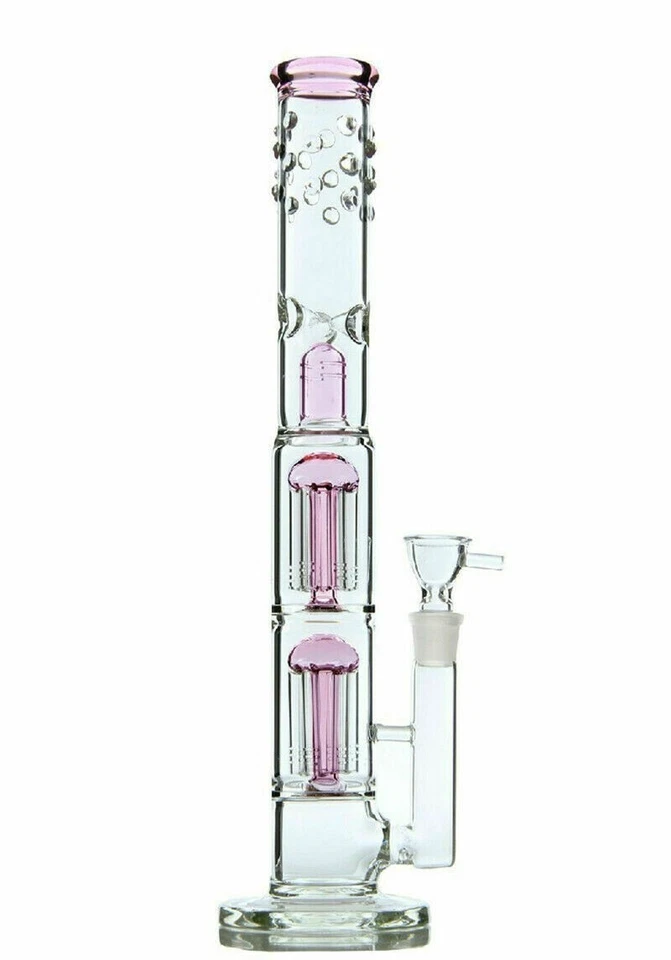 RORA 16inch Glass Bong Double Tree Percolate Large Bongs 18.8mm Glass Water Pipe