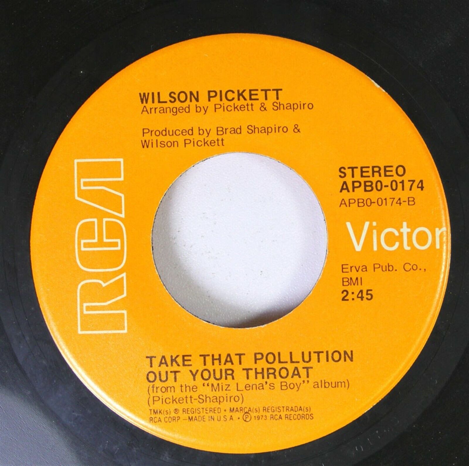 Soul 45 Wilson Pickett - Take That Pollution Out Your Throat / Soft Soul Boogie