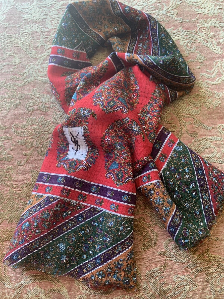 Yves Saint Laurent Foulards Scarf Floral Paisley Square Made