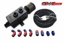 1l Square Style Black Aluminium Oil Catch Can Tank Kit An10 Nylon Hose-pl