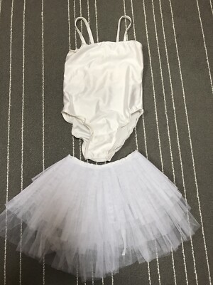 Girls Tank Top Sleeveless Tutu Dress Ballet Piece White