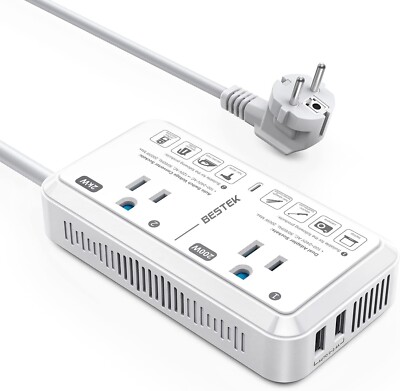 European Travel Plug Adapter 220V to 110V Voltage Converter US to Europe 2000...