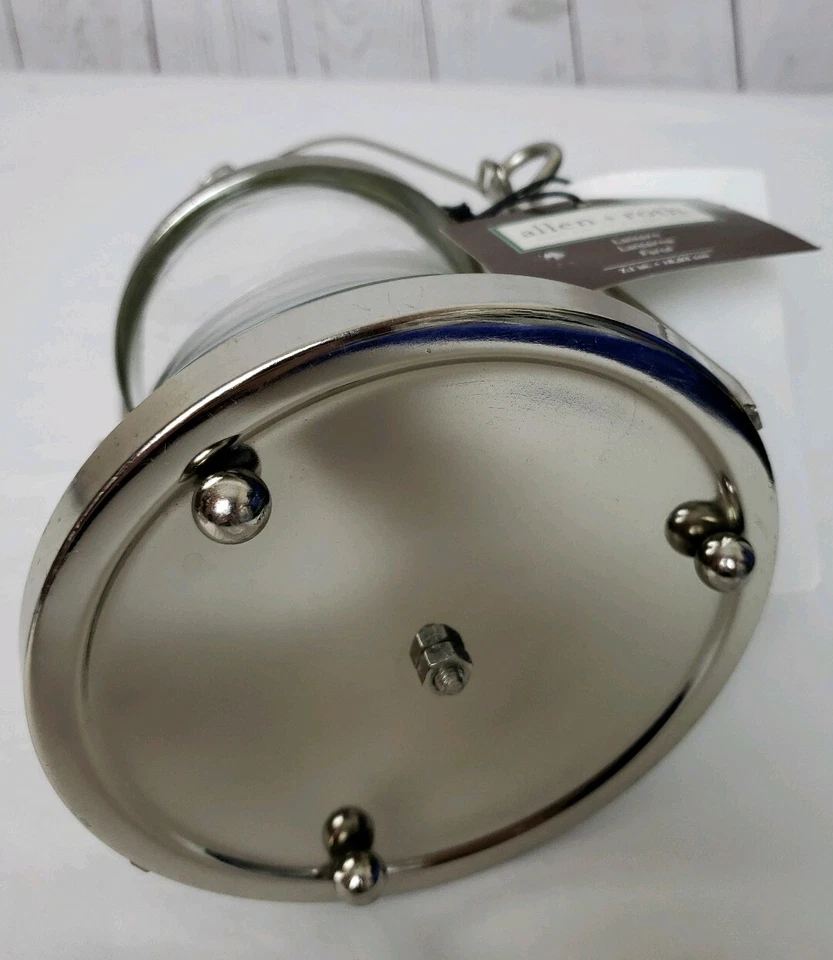 Linterna vela colgante decorativa Allen + Roth de plata y vidrio nueva Foto 3 de 4