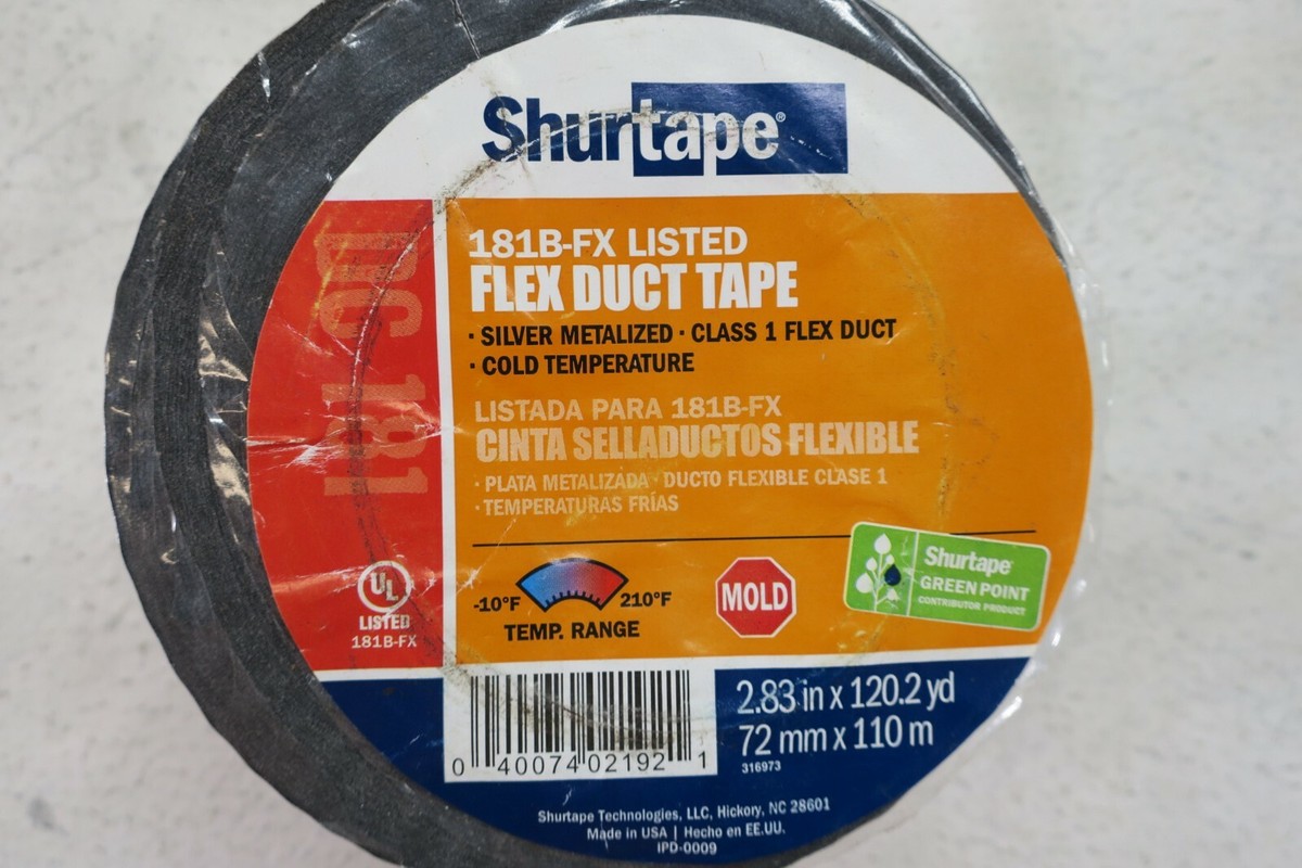 2 Rolls of Shurtape DC 181 Flex Duct Tape Silver Metalized