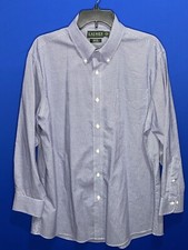 Ralph Lauren Slim Fit Mens Blue White Button Down Dress Shirt Size 17 32/33 EUC
